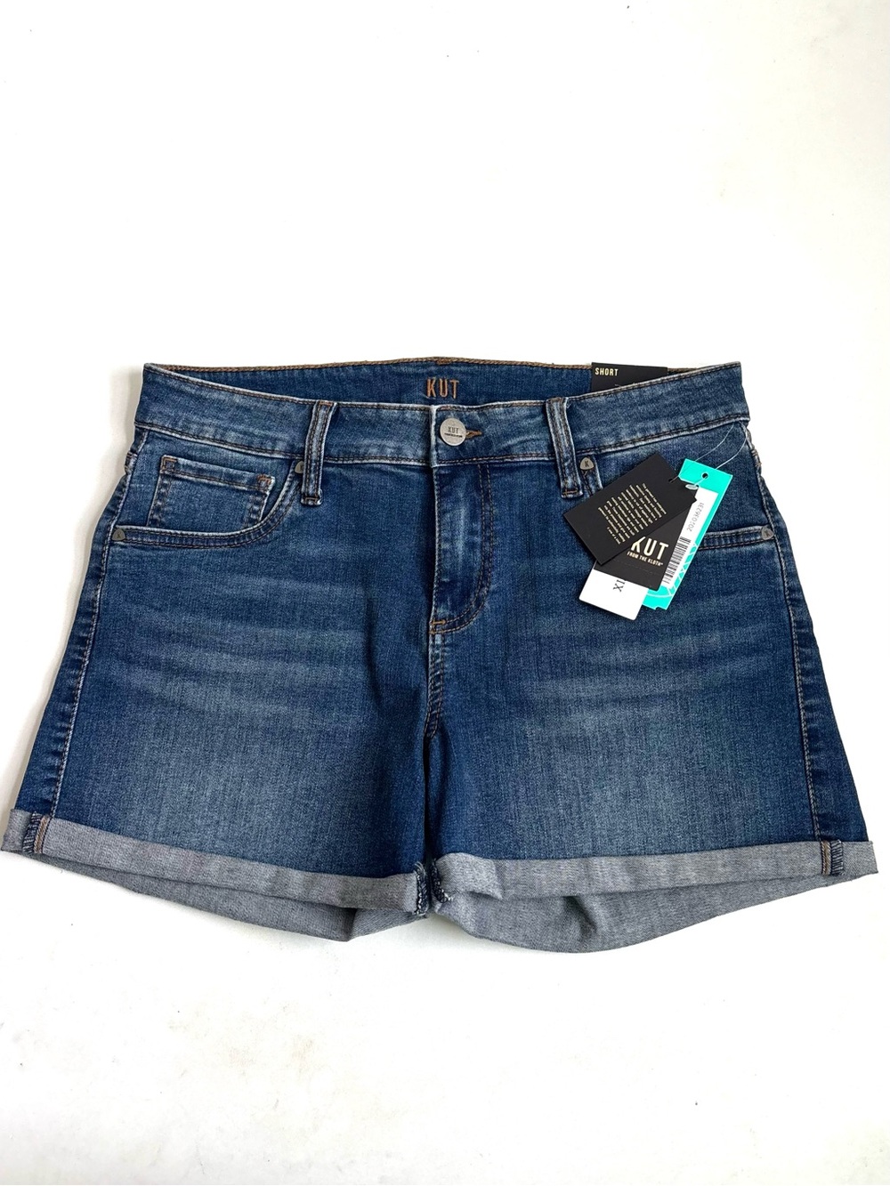 Kut From The Kloth Tarun Roll Cuff Jean Short Blue Denim Elated Wash Size 8